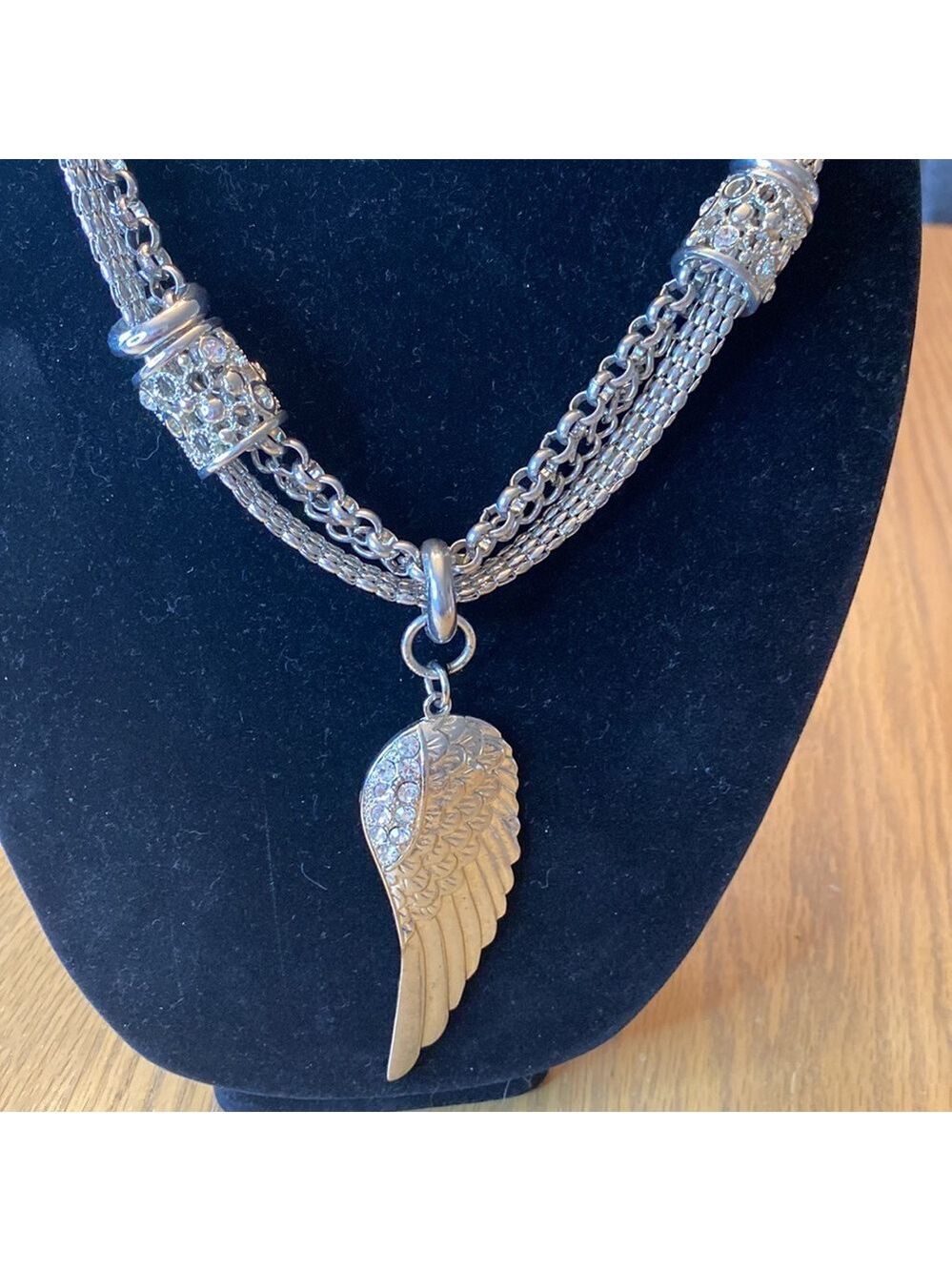 Silver Angel Wing with Rhinestones. - Picture 4 of 4